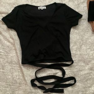 NWOT Black Wrap Around Top